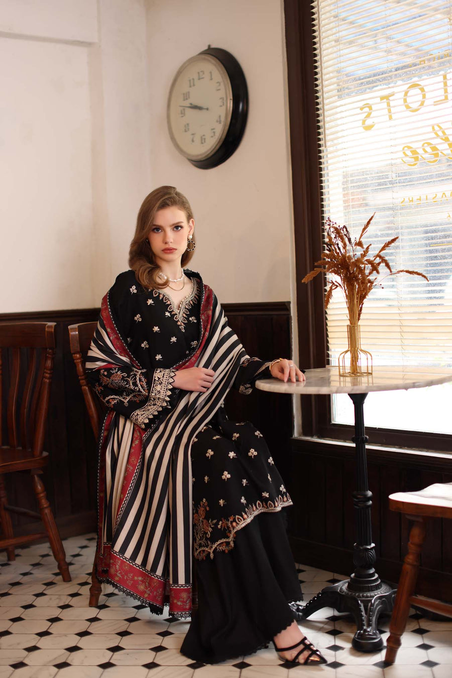 Noor by Saadia Asad Embroidered Linen Unstitched 3Pc Suit D-01A