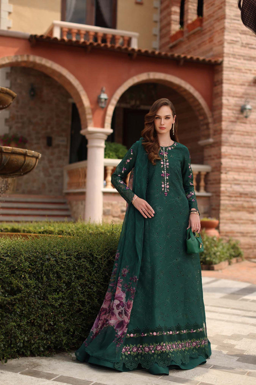 Noor by Saadia Asad Luxury Eid Handwork Schiffli Laserkari Unstitched Suit D01-A Sorina