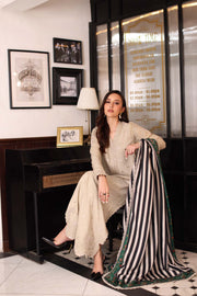 Noor by Saadia Asad Embroidered Linen Unstitched 3Pc Suit D-01B