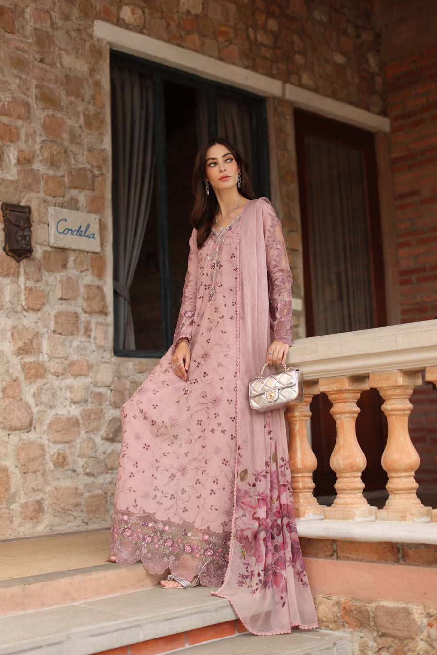Noor by Saadia Asad Luxury Eid Handwork Schiffli Laserkari Unstitched Suit D01-B Sorina