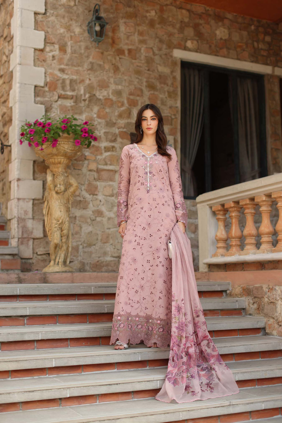 Noor by Saadia Asad Luxury Eid Handwork Schiffli Laserkari Unstitched Suit D01-B Sorina