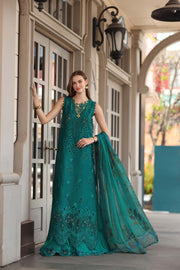 Noor by Saadia Asad Luxe Chikankari Unstitched Lawn 3Pc Suit D-01 Malachite Green