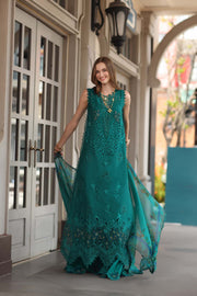Noor by Saadia Asad Luxe Chikankari Unstitched Lawn 3Pc Suit D-01 Malachite Green