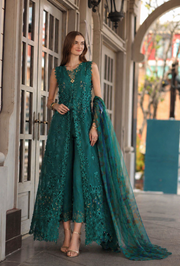 Noor by Saadia Asad Luxe Chikankari Unstitched Lawn 3Pc Suit D-01 Malachite Green