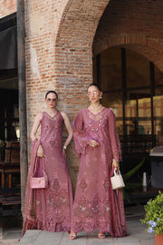 Noor by Saadia Asad Luxury Eid Schiffli Laserkari Unstitched Suit D1 -Rosé Allure