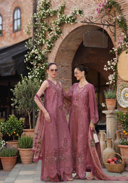 Noor by Saadia Asad Luxury Eid Schiffli Laserkari Unstitched Suit D1 -Rosé Allure