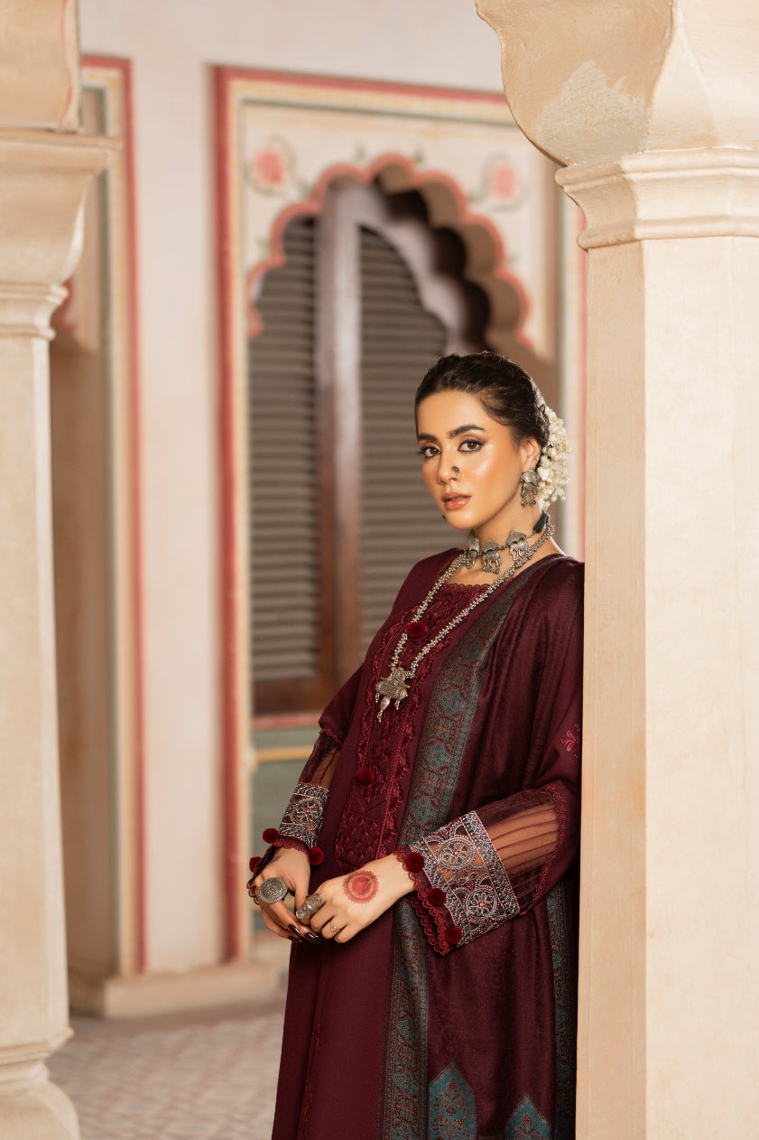 CELTS Premium Embroidered Dhanak Unstitched 3Pc Suit D-10