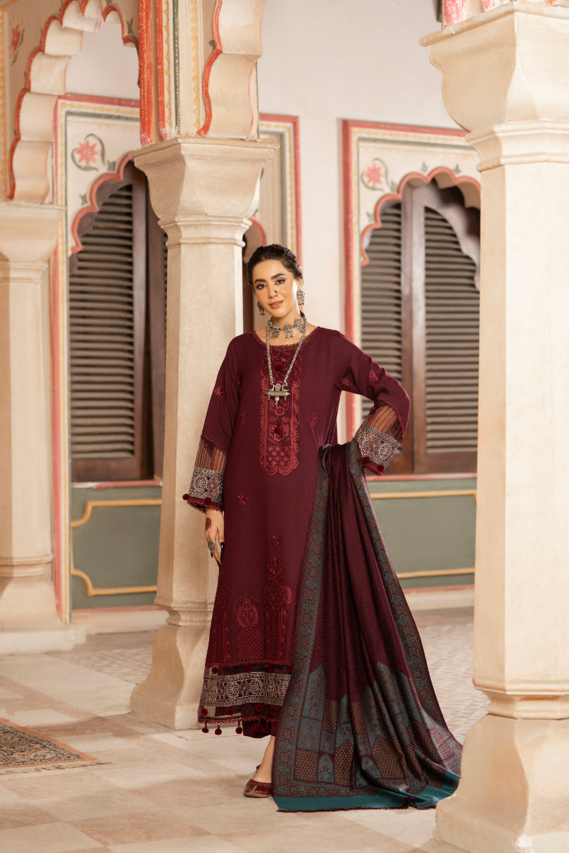 CELTS Premium Embroidered Dhanak Unstitched 3Pc Suit D-10