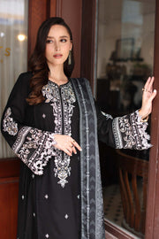 Noor by Saadia Asad Embroidered Linen Unstitched 3Pc Suit D-10A