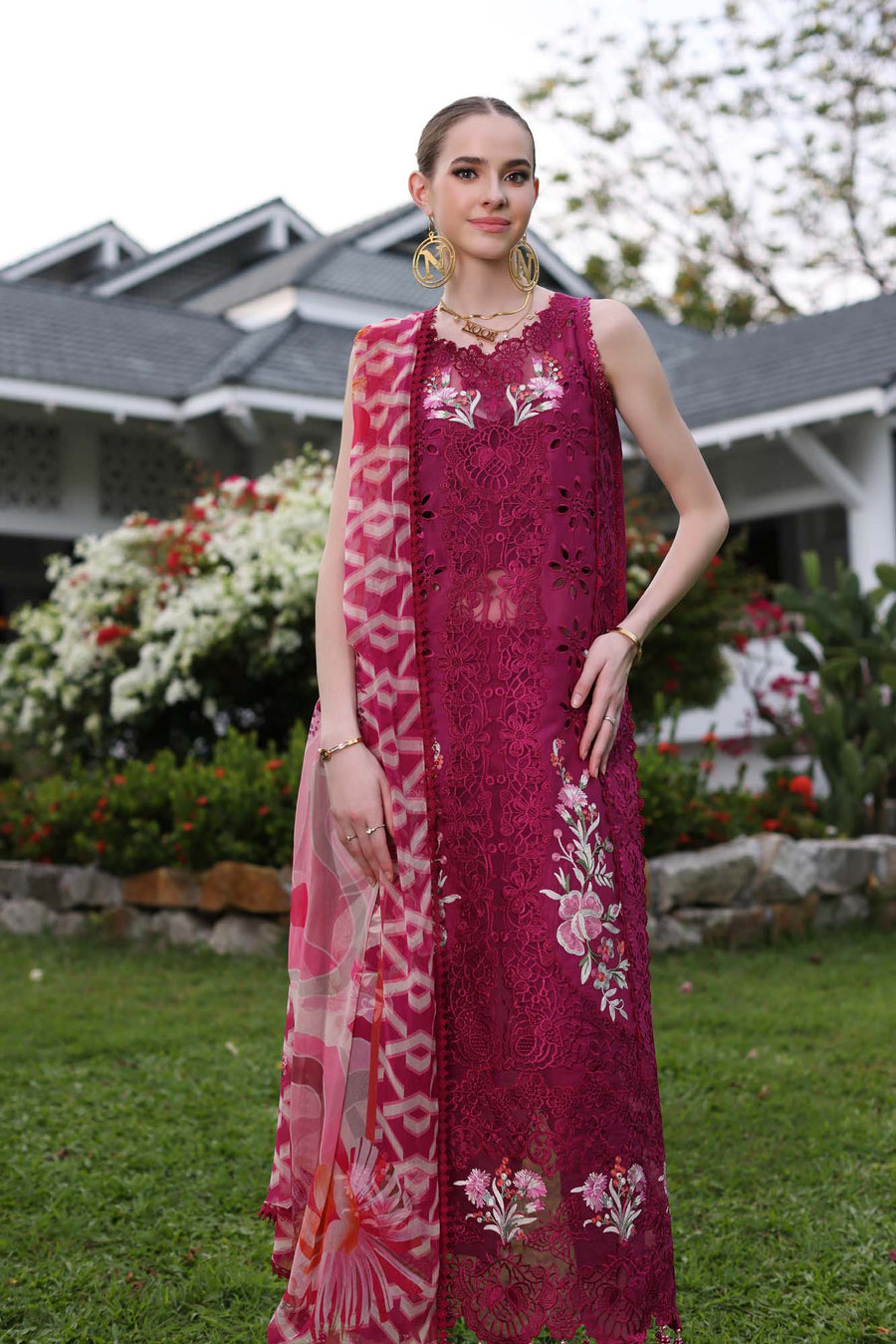 Noor by Saadia Asad Luxury Chikankari Lawn Unstitched 3Pc Suit D-10A