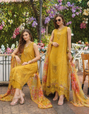 Noor by Saadia Asad Luxe Chikankari Unstitched Lawn 3Pc Suit D-10 Amber Yellow