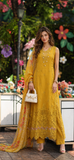 Noor by Saadia Asad Luxe Chikankari Unstitched Lawn 3Pc Suit D-10 Amber Yellow