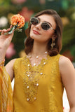 Noor by Saadia Asad Luxe Chikankari Unstitched Lawn 3Pc Suit D-10 Amber Yellow