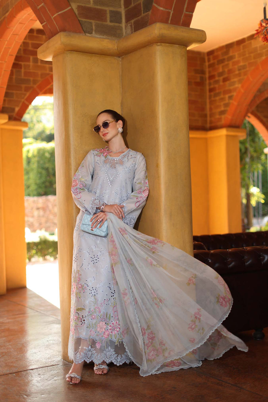 Noor by Saadia Asad Luxury Eid Handwork Schiffli Laserkari Unstitched Suit D10-B Roselle