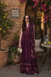 Noor by Saadia Asad Luxury Eid Schiffli Laserkari Unstitched Suit D10 -Plum Royal