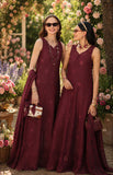 Noor by Saadia Asad Eid Luxe Printkhaas Unstitched 3Pc Suit D-10 Burgundy