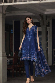 Noor by Saadia Asad Luxe Chikankari Unstitched Lawn 3Pc Suit D-11 Sapphire Blue