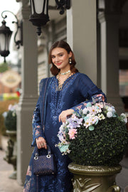Noor by Saadia Asad Luxe Chikankari Unstitched Lawn 3Pc Suit D-11 Sapphire Blue
