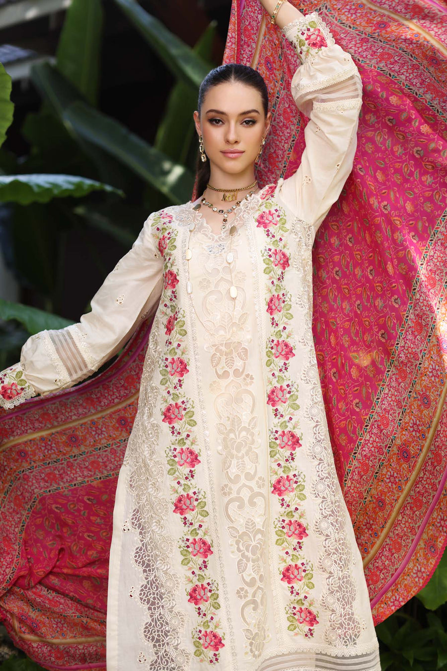Noor by Saadia Asad Luxury Chikankari Lawn Unstitched 3Pc Suit D-12B