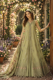 Noor by Saadia Asad Eid Luxe Printkhaas Unstitched 3Pc Suit D-12 Mint Reverie