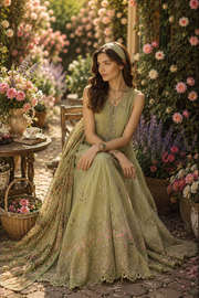 Noor by Saadia Asad Eid Luxe Printkhaas Unstitched 3Pc Suit D-12 Mint Reverie