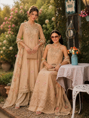 Noor by Saadia Asad Eid Luxe Printkhaas Unstitched 3Pc Suit D-13 Blush Peach