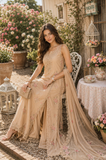 Noor by Saadia Asad Eid Luxe Printkhaas Unstitched 3Pc Suit D-13 Blush Peach