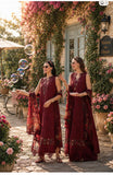 Noor by Saadia Asad Eid Luxe Printkhaas Unstitched 3Pc Suit D-14 Ruby Royale