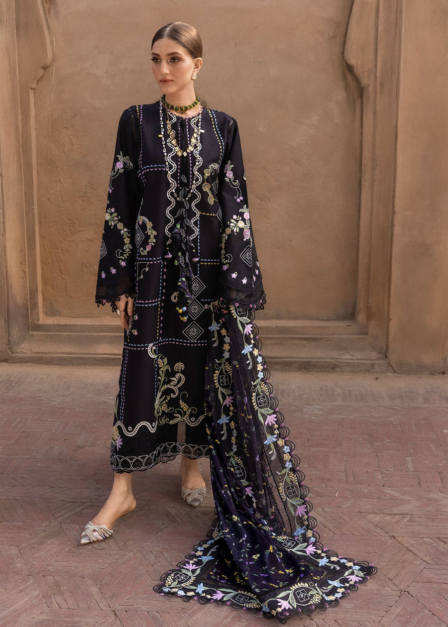 Crimson Flow Embroidered Lawn Unstitched 3Pc Suit D-1A FLORAL SERENITY