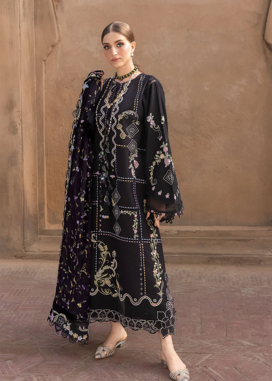 Crimson Flow Embroidered Lawn Unstitched 3Pc Suit D-1A FLORAL SERENITY