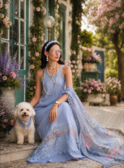 Noor by Saadia Asad Eid Luxe Printkhaas Unstitched 3Pc Suit D-01 Frozen Mist