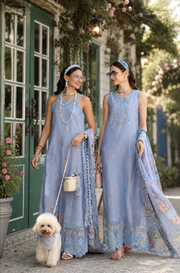 Noor by Saadia Asad Eid Luxe Printkhaas Unstitched 3Pc Suit D-01 Frozen Mist