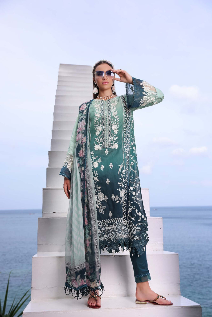 Noor by Saadia Asad Luxe PrintKari Unstitched Lawn 3Pc Suit D2-A