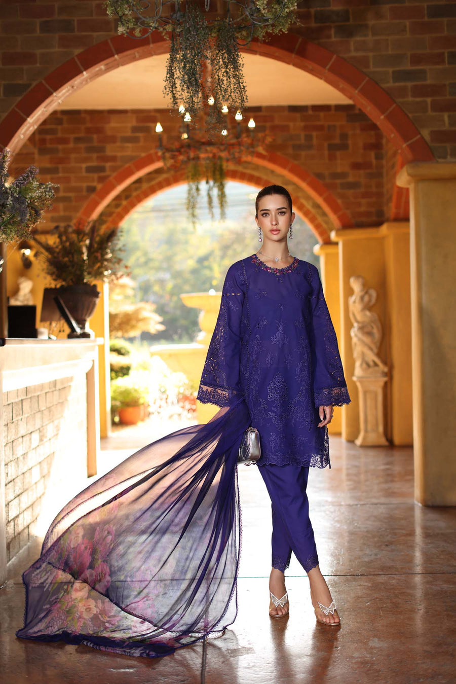 Noor by Saadia Asad Luxury Eid Handwork Schiffli Laserkari Unstitched Suit D02-A Aloura