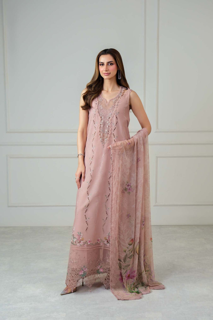 Noor by Saadia Asad Luxe Chikankari Unstitched Lawn 3Pc Suit D2-A