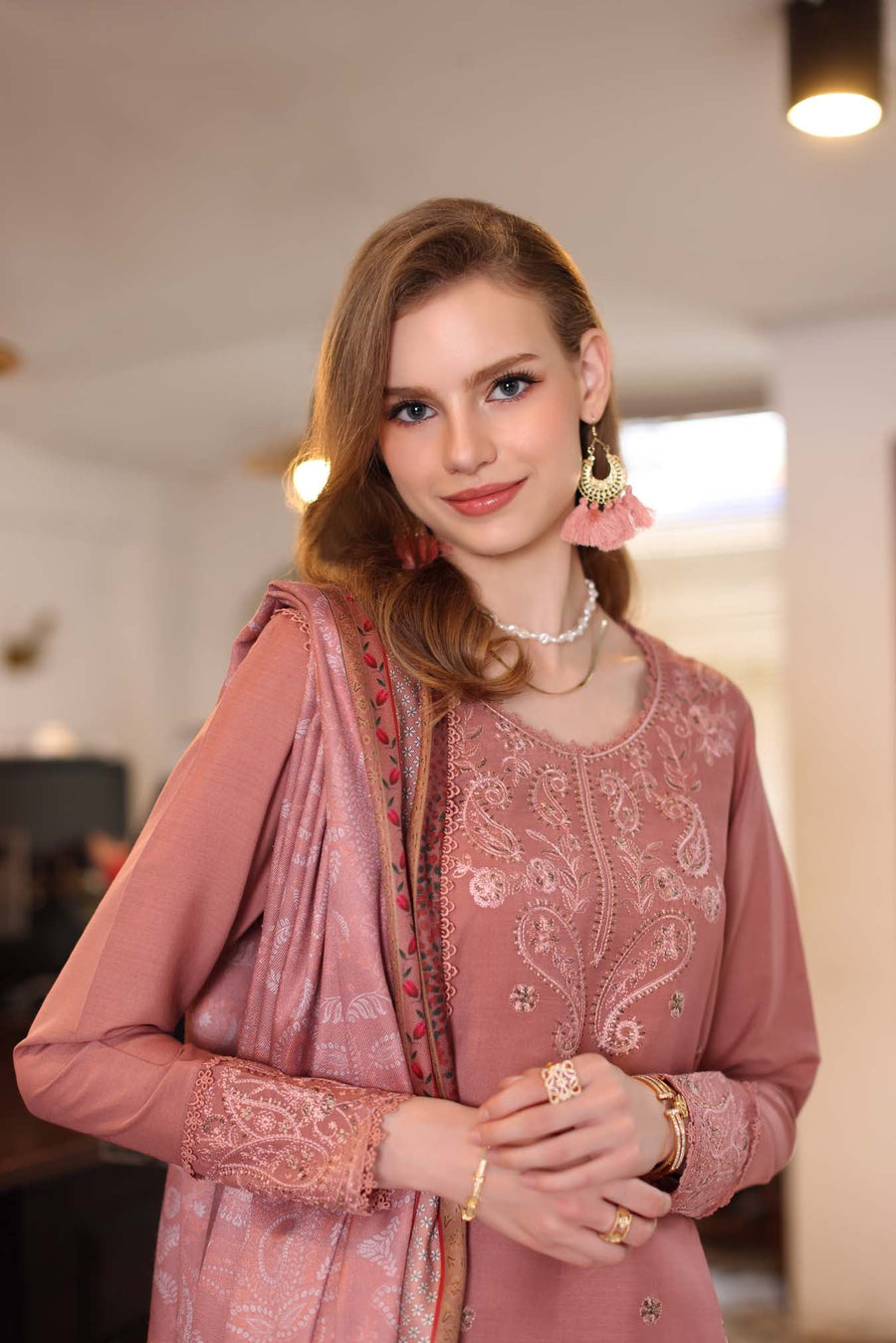 Noor by Saadia Asad Embroidered Linen Unstitched 3Pc Suit D-02B