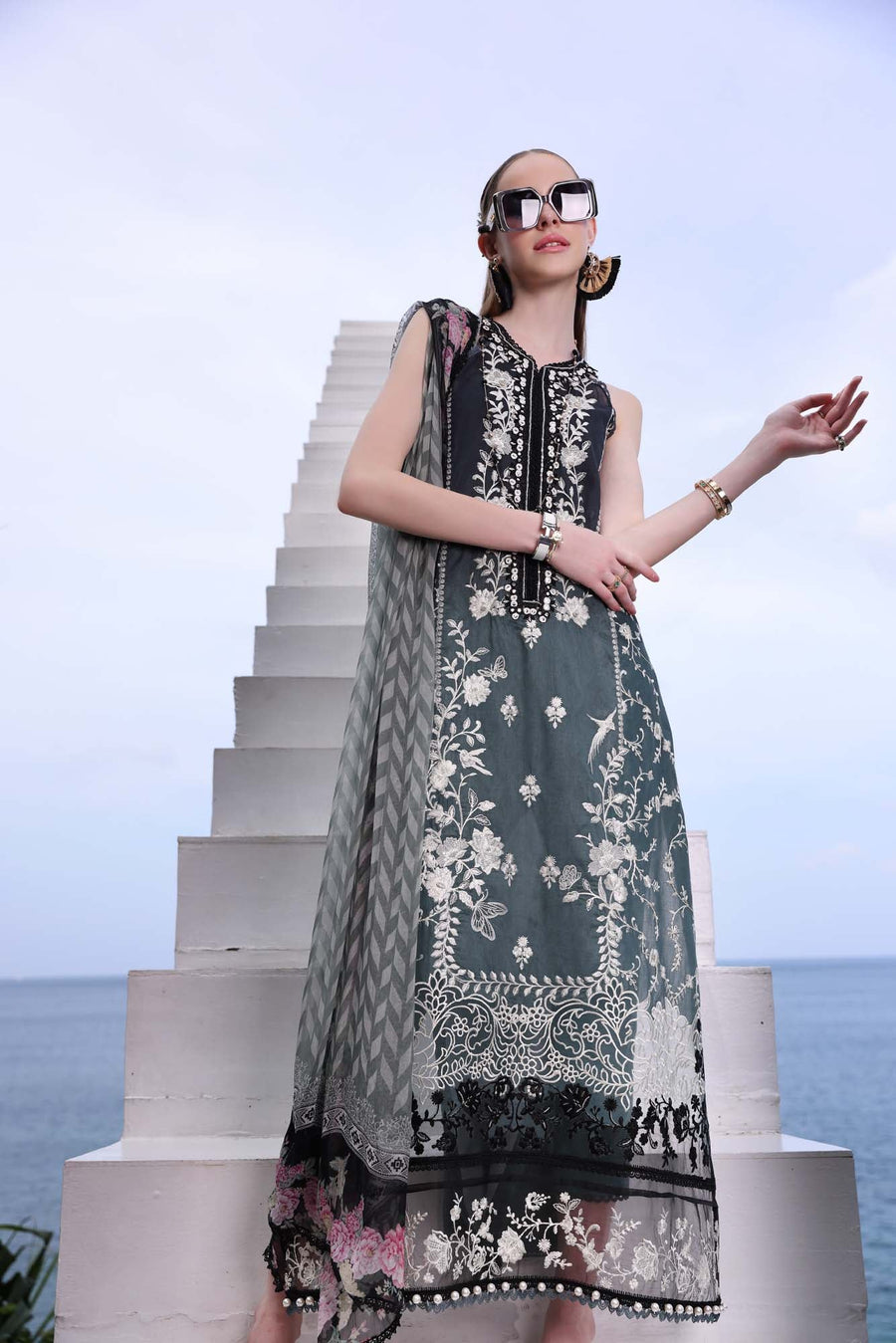 Noor by Saadia Asad Luxe PrintKari Unstitched Lawn 3Pc Suit D2-B