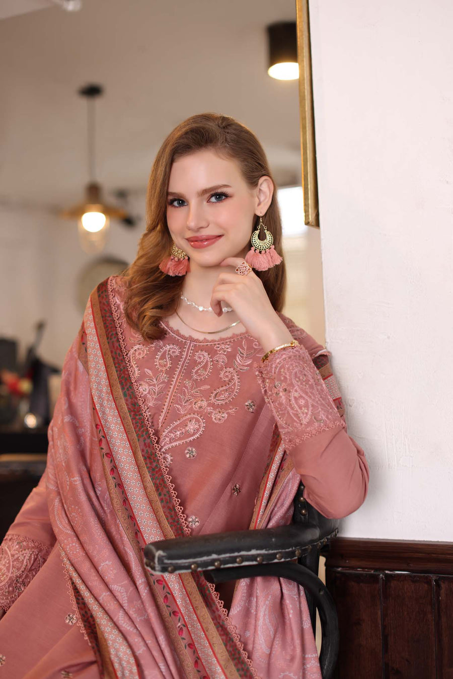 Noor by Saadia Asad Embroidered Linen Unstitched 3Pc Suit D-02B