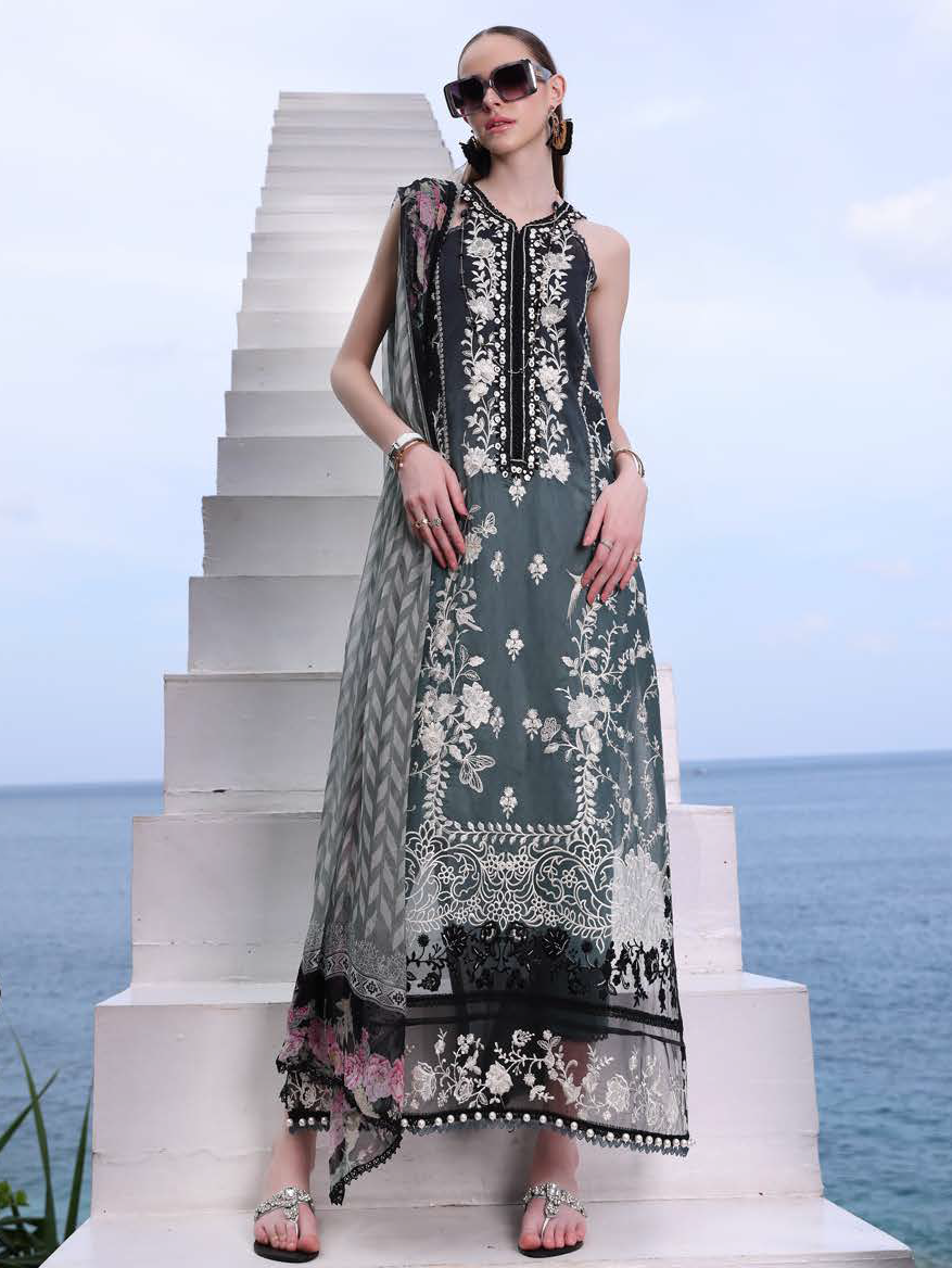 Noor by Saadia Asad Luxe PrintKari Unstitched Lawn 3Pc Suit D2-B