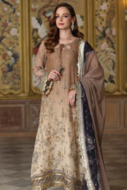Noor by Saadia Asad Embroidered Cotton Net Unstitched 3Pc Suit D-02 Beige