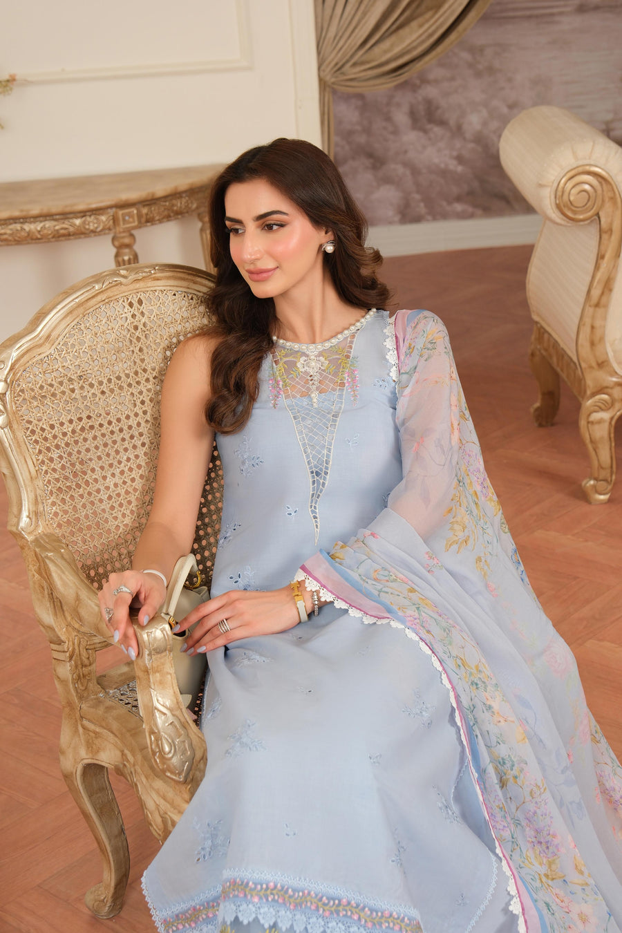 Noor by Saadia Asad Eid Luxe Chikankari Unstitched 3Pc Suit D-02