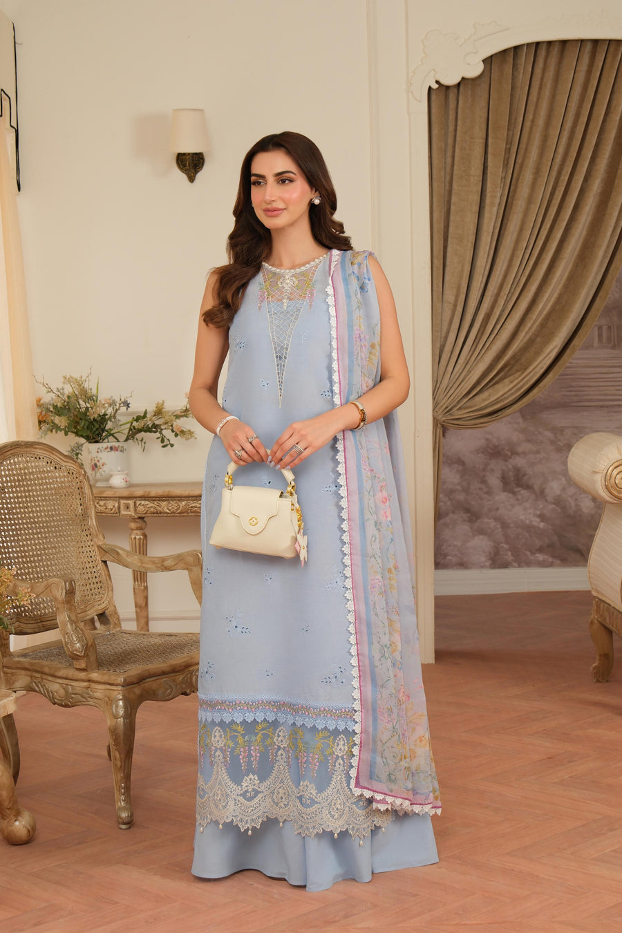 Noor by Saadia Asad Eid Luxe Chikankari Unstitched 3Pc Suit D-02