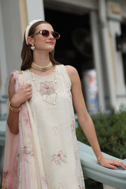 Noor by Saadia Asad Luxe Chikankari Unstitched Lawn 3Pc Suit D-02 Pearl Ivory