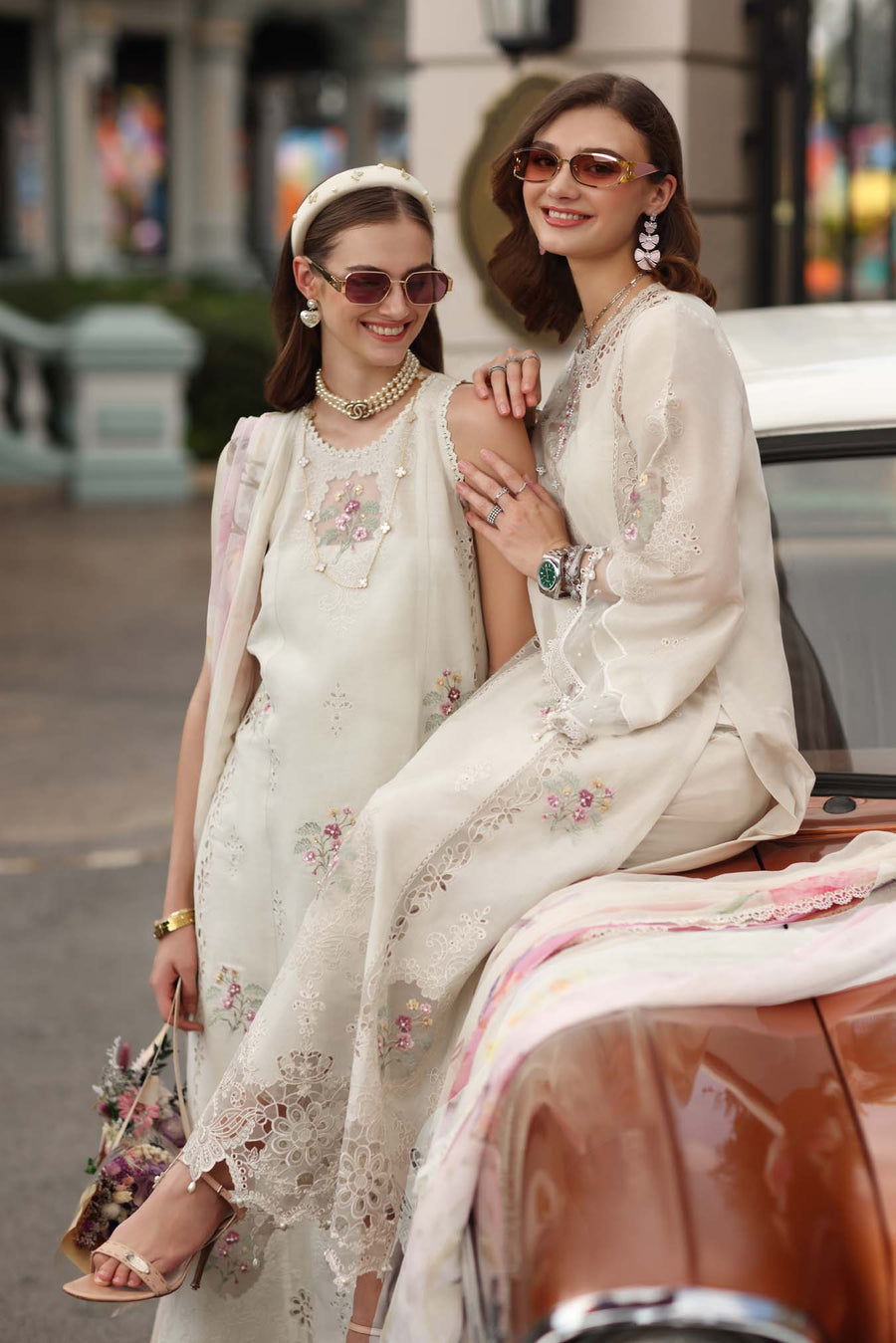 Noor by Saadia Asad Luxe Chikankari Unstitched Lawn 3Pc Suit D-02 Pearl Ivory