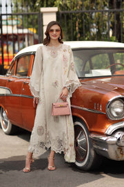 Noor by Saadia Asad Luxe Chikankari Unstitched Lawn 3Pc Suit D-02 Pearl Ivory