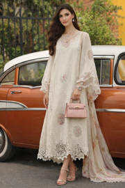 Noor by Saadia Asad Luxe Chikankari Unstitched Lawn 3Pc Suit D-02 Pearl Ivory
