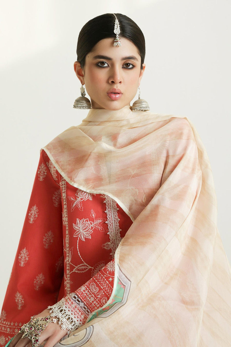 Zara Shahjahan Embroidered Luxury Lawn Unstitched 3Pc Suit D-01A MAHI
