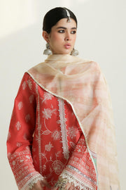 Zara Shahjahan Embroidered Luxury Lawn Unstitched 3Pc Suit D-01A MAHI