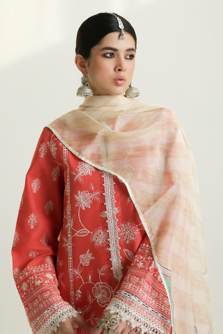 Zara Shahjahan Embroidered Luxury Lawn Unstitched 3Pc Suit D-01A MAHI