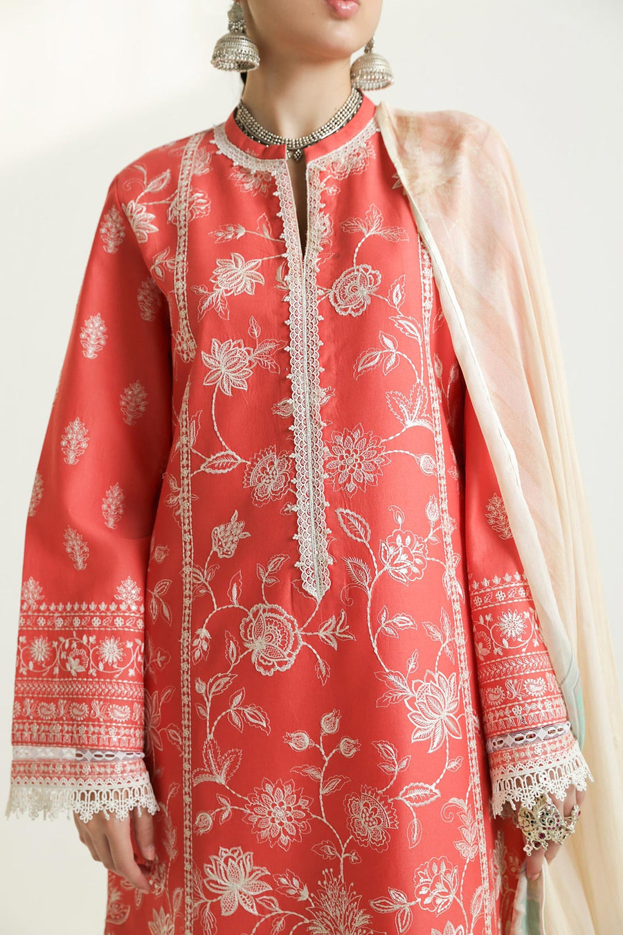 Zara Shahjahan Embroidered Luxury Lawn Unstitched 3Pc Suit D-01A MAHI
